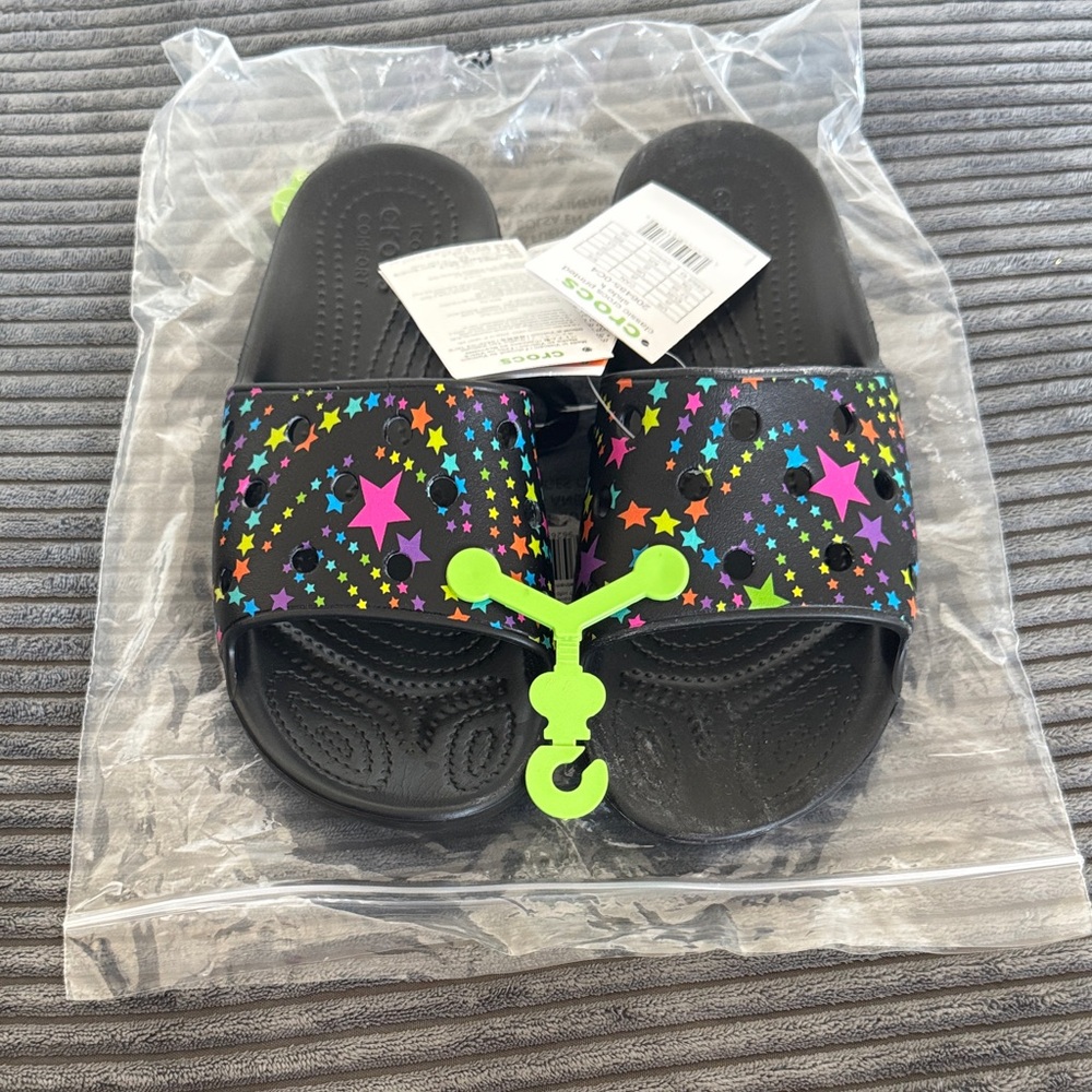 CROCS Black Starry Kids Slide Sandals
